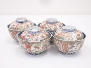明治期　伊万里焼　錦蓋茶碗4客
